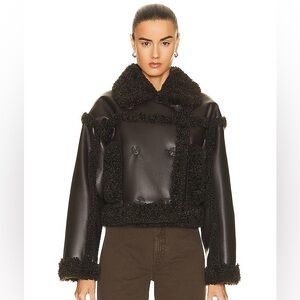 Stand Studio Kristy Faux Fur Shearling Chocolate Brown Jacket